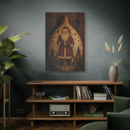 Folk Art Santa Gourd Plaque Wall Art & Canvas Print