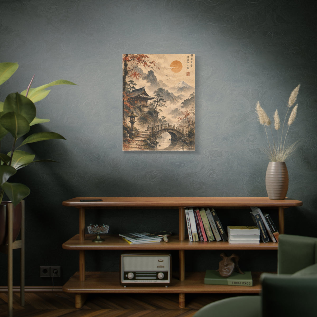 Kyoto Temple Bridge Mist Landscape Wall Art & Canvas Print