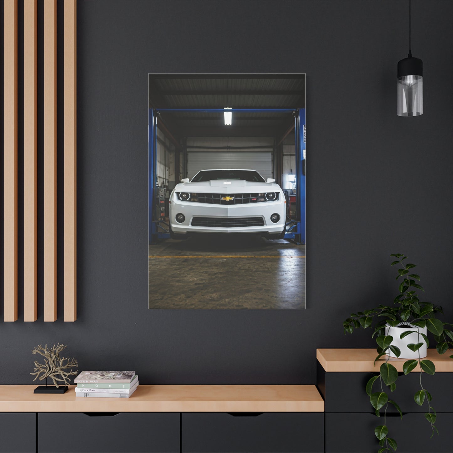 Chevrolet Camaro SS Hydraulic Lift Workshop Scene Wall Art & Canvas Prints