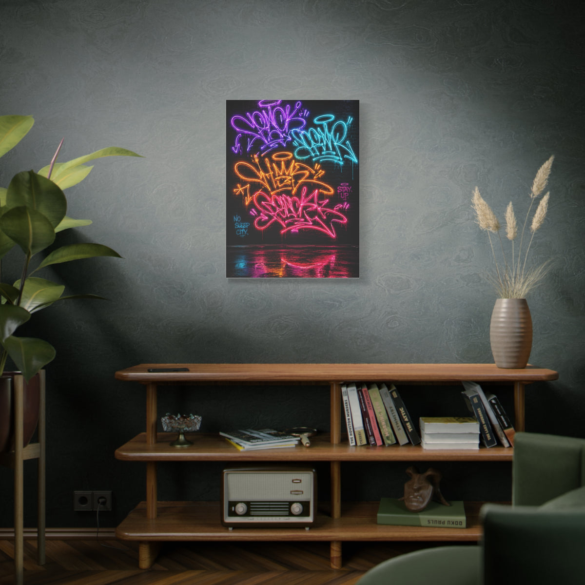 Neon Graffiti Tags Urban Glow Street Wall Art & Canvas Print