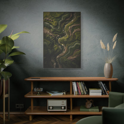 Topographic Moss River Landscape Wall Art & Canvas Print