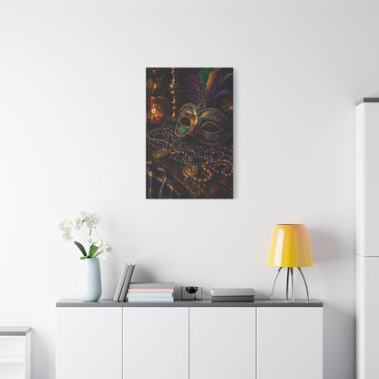 Mardi Gras Mask & Beads Still Life Wall Art & Canvas Print