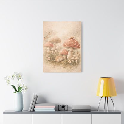 Soft Nursery Mushroom Garden Storybook Scene Wall Art & Canvas Print