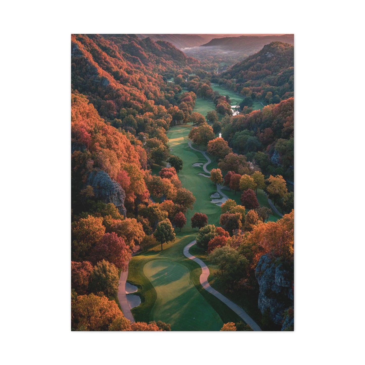 Autumn Valley Golf Course Aerial Wall Art & Canvas Print