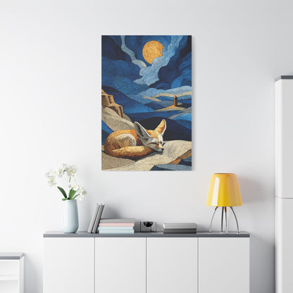 Sleeping Fox Moonlit Landscape Wall Art & Canvas Print