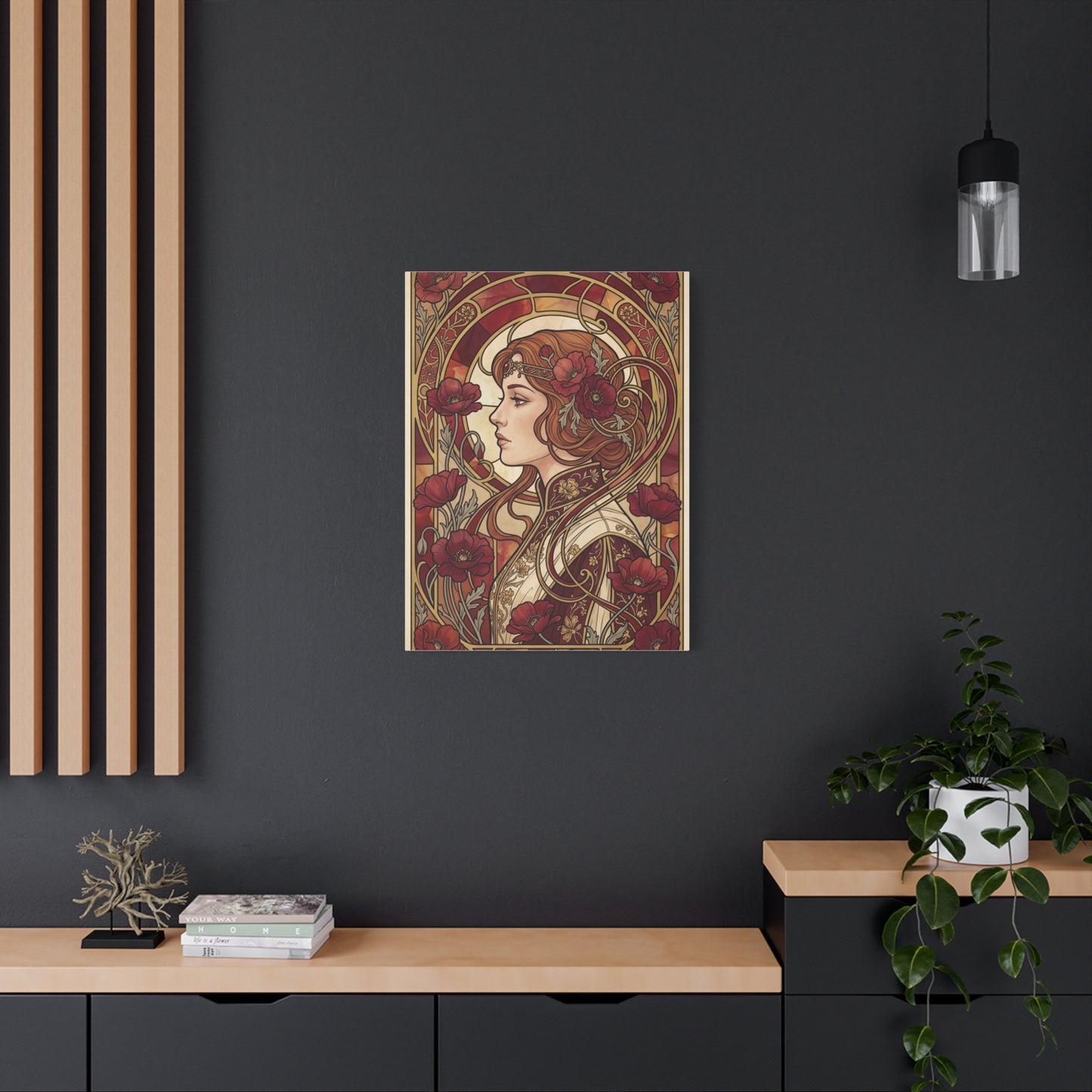 Art Nouveau Red Poppy Muse Portrait Wall Art & Canvas Print