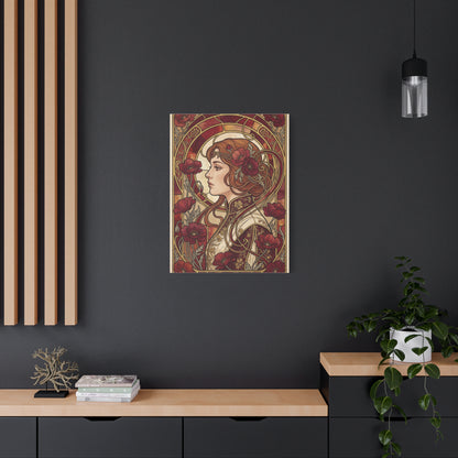 Art Nouveau Red Poppy Muse Portrait Wall Art & Canvas Print