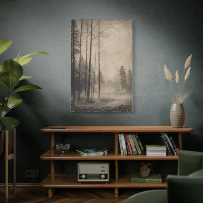 Vintage Fog Forest Monochrome Trees Wall Art & Canvas Print