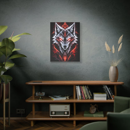 Futuristic Neon Wolf Emblem Geometric Wall Art & Canvas Print