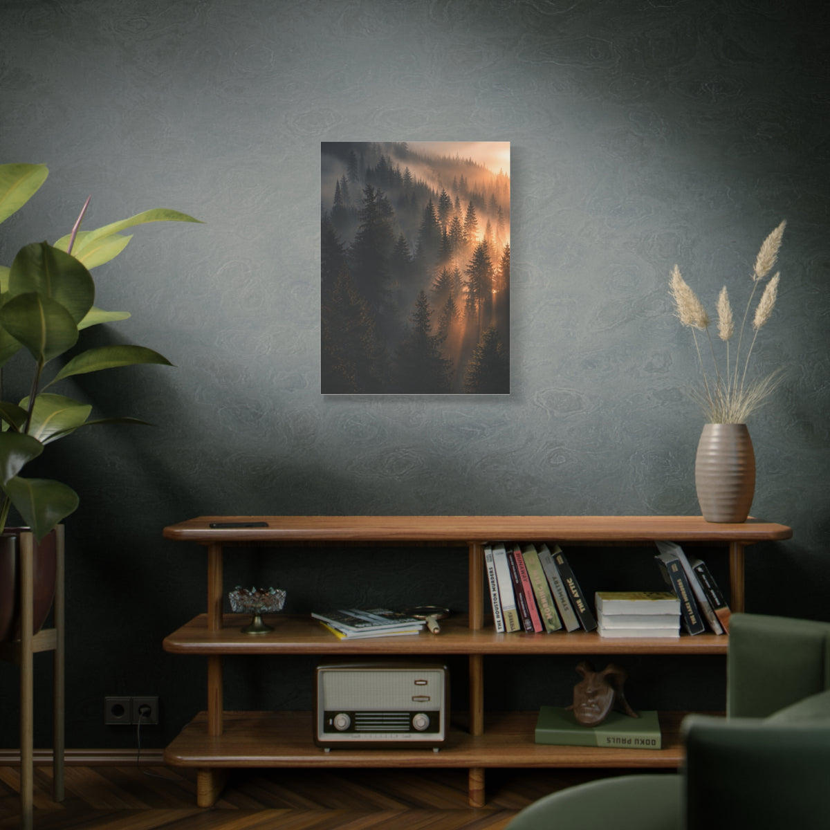 Misty Pine Forest Sunrise Depth Trees Wall Art & Canvas Print