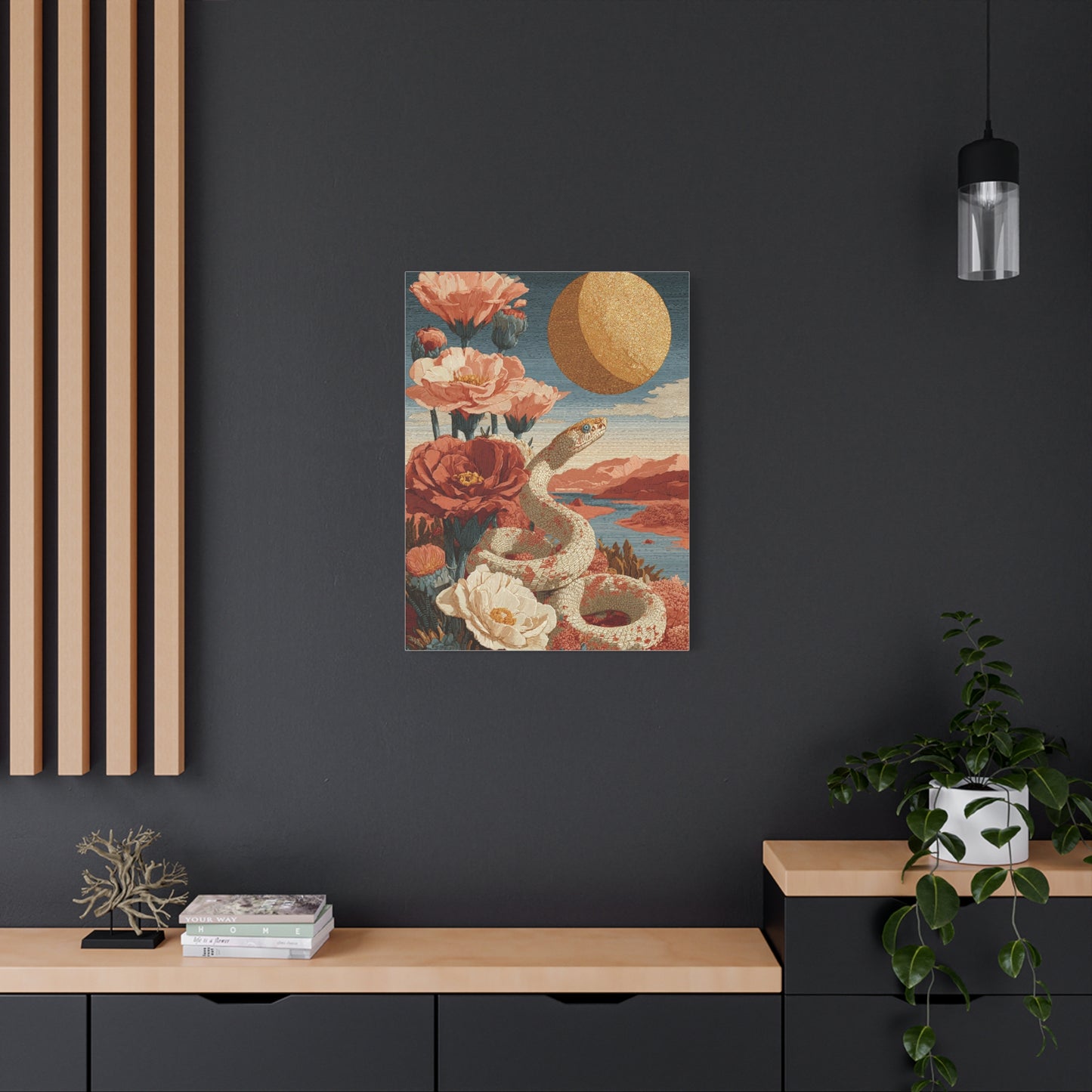 Celestial Desert Snake Folk Wall Art & Canvas Print