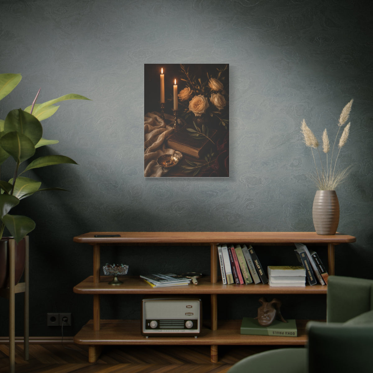 Romantic Candlelit Rose Still Life Wall Art & Canvas Print