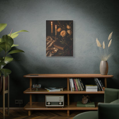 Romantic Candlelit Rose Still Life Wall Art & Canvas Print
