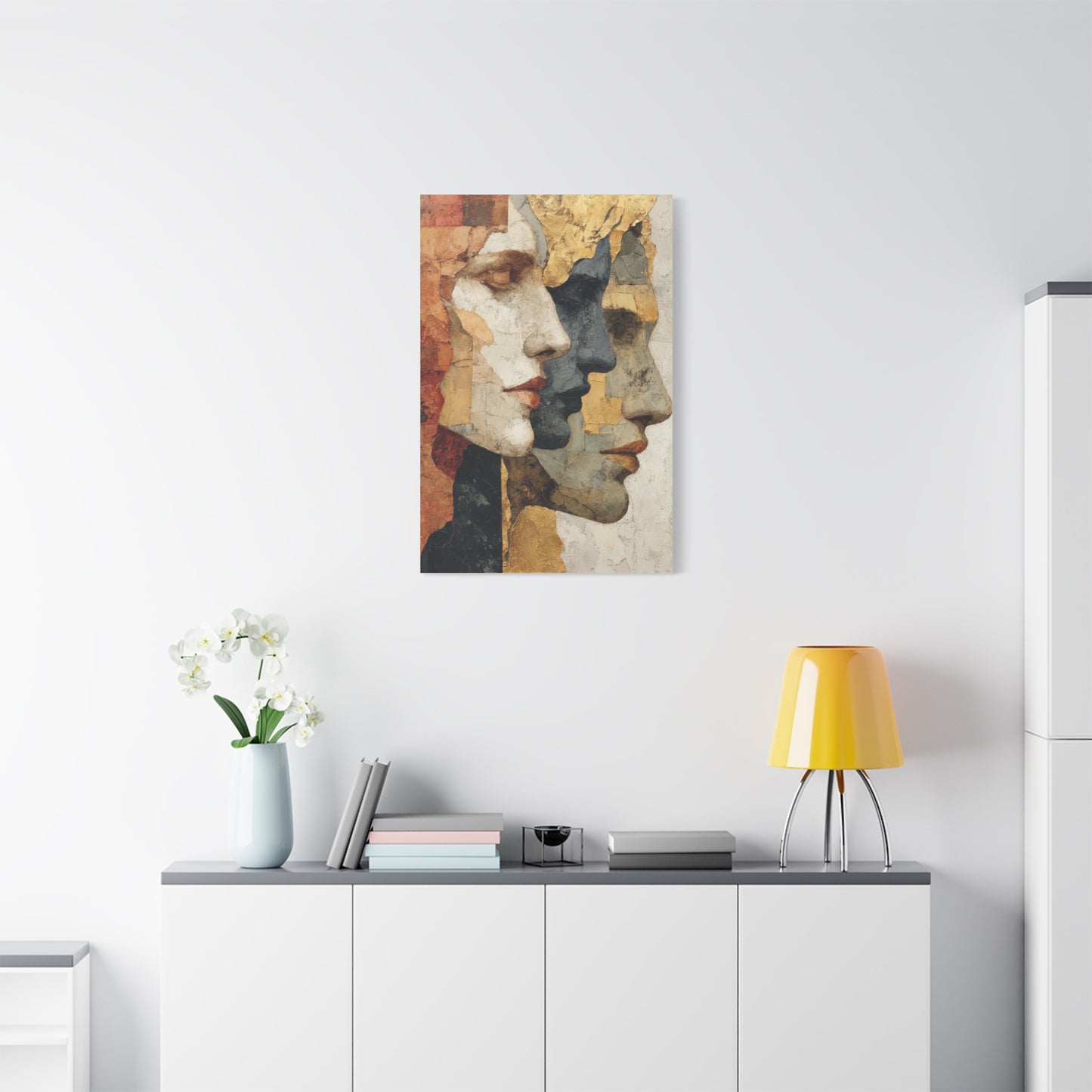 Multi Profile Textured Faces Composition Wall Art & Canvas Print