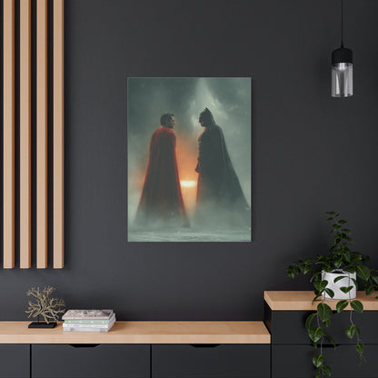 Batman vs Superman Foggy Standoff Poster Wall Art & Canvas Print