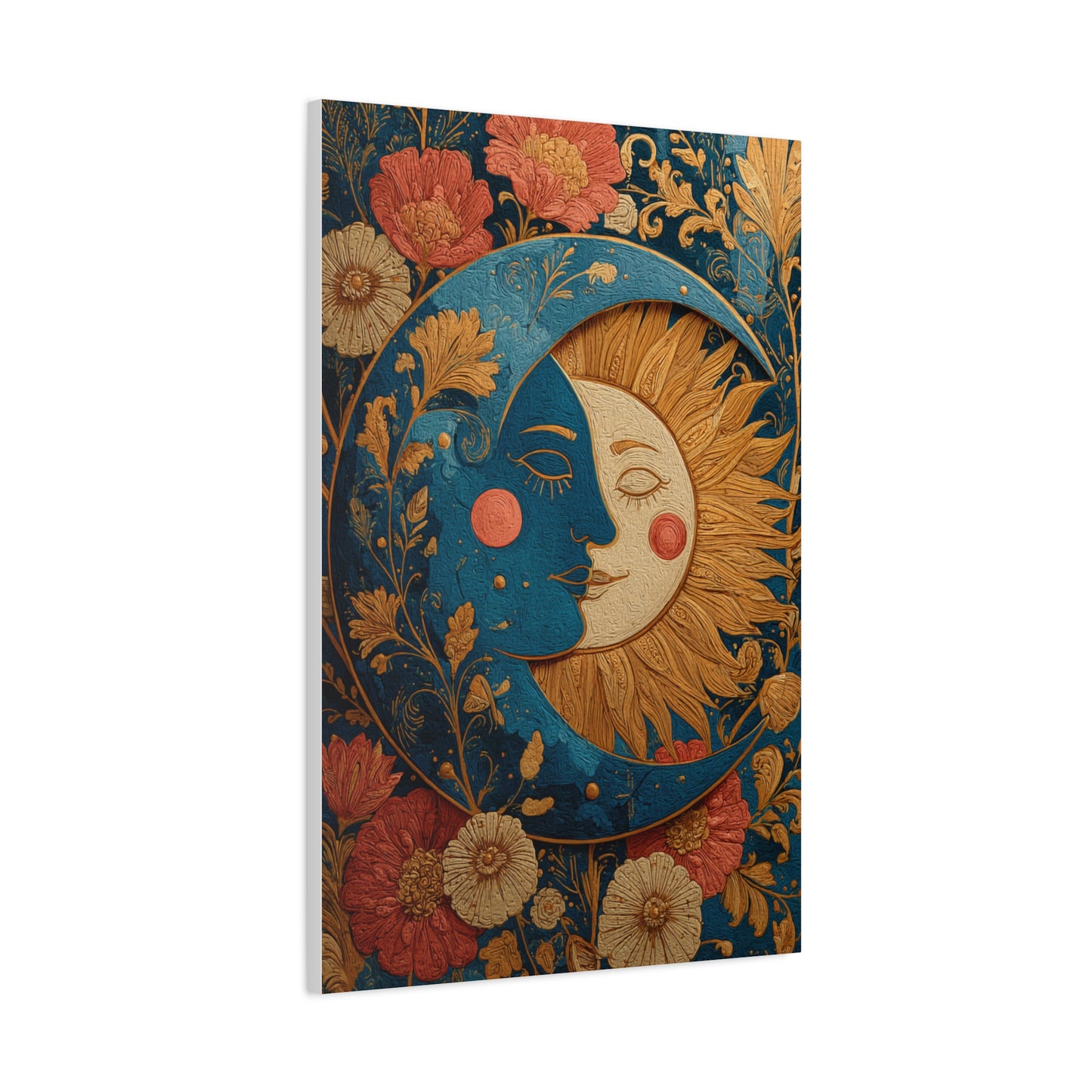 Celestial Sun and Moon Folk Wall Art & Canvas Print