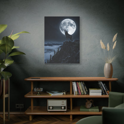Full Moon Howling Wolf Ridge Scene Wall Art & Canvas Print