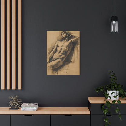 Charcoal Expression Male Study Wall Art & Canvas Print