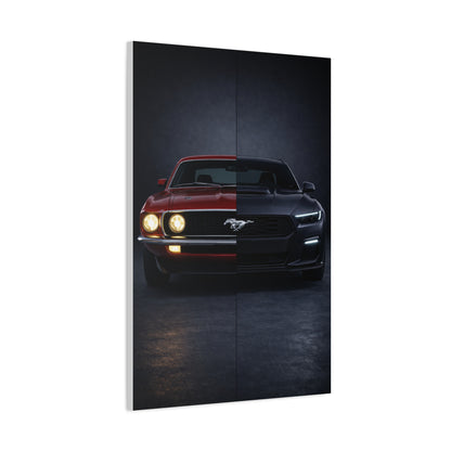Ford Mustang Evolution Split 1969 vs Dark Horse Wall Art & Canvas Prints