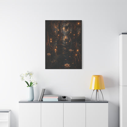 Moonlit Bayou Firefly Scene Wall Art & Canvas Print
