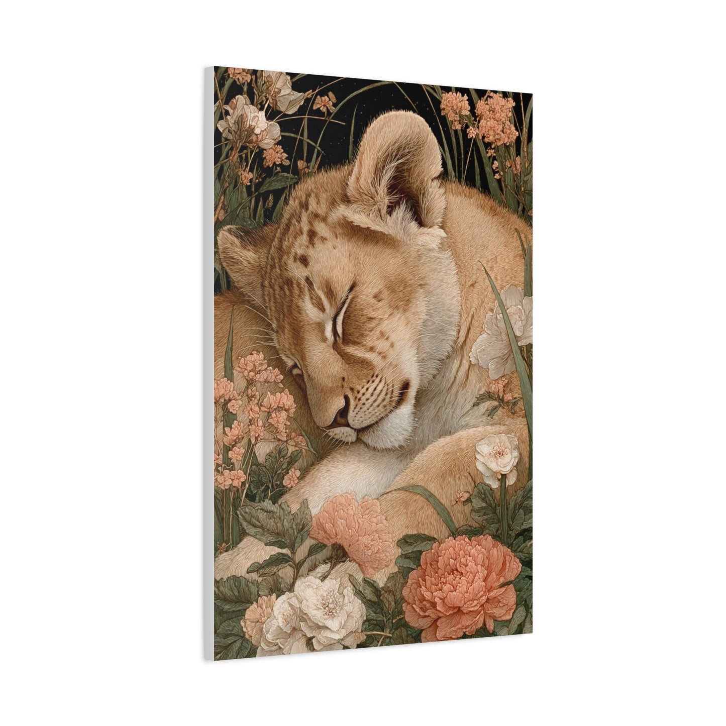 Lion Cub Floral Dream Portrait Wall Art & Canvas Print
