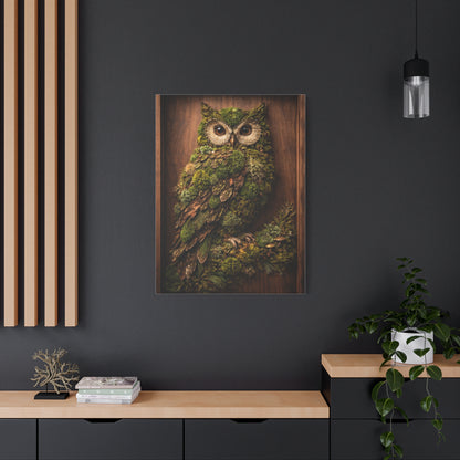 Biophilic Moss Owl Shadowbox Wall Art & Canvas Print