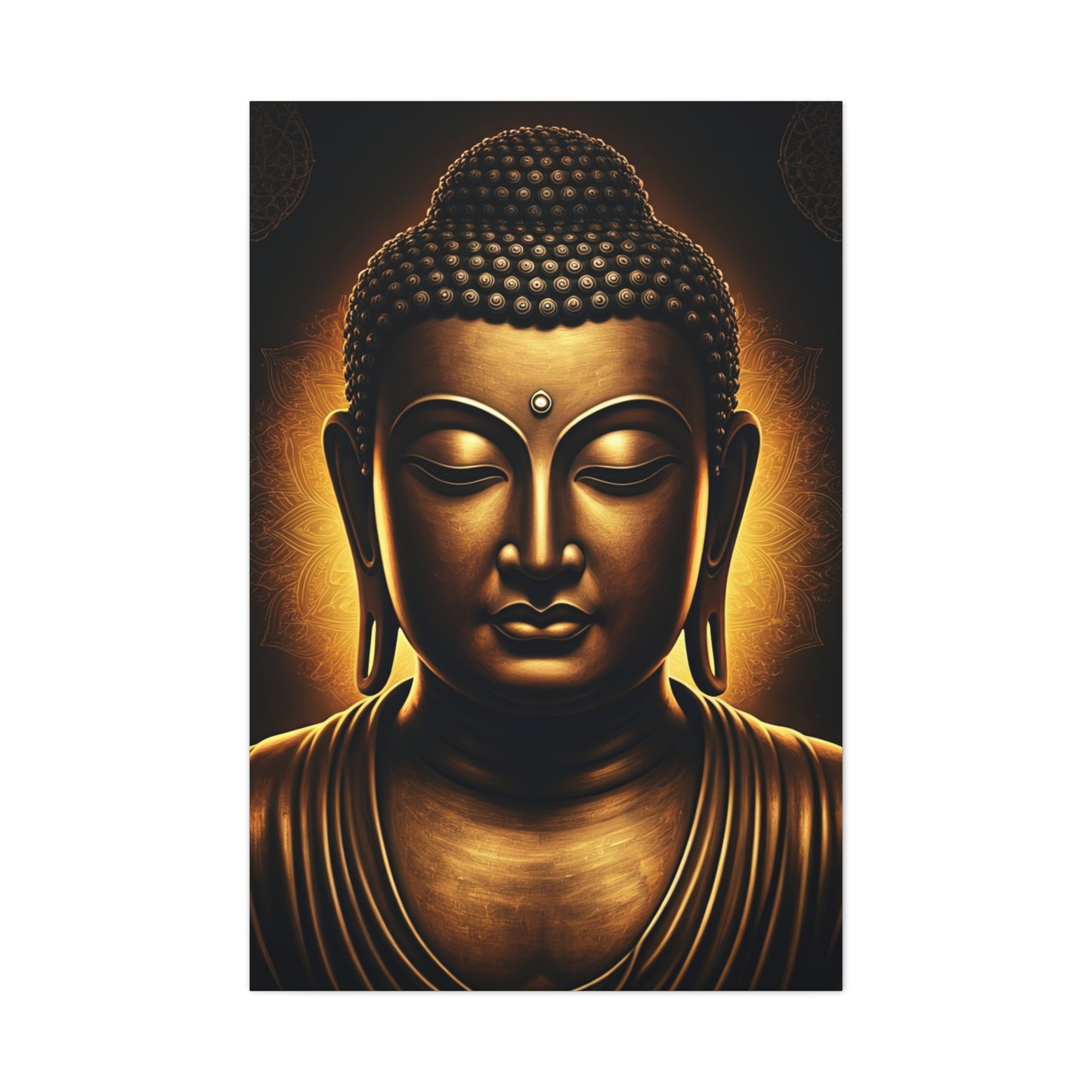 Golden Calm Buddha Portrait Wall Art & Canvas Prints