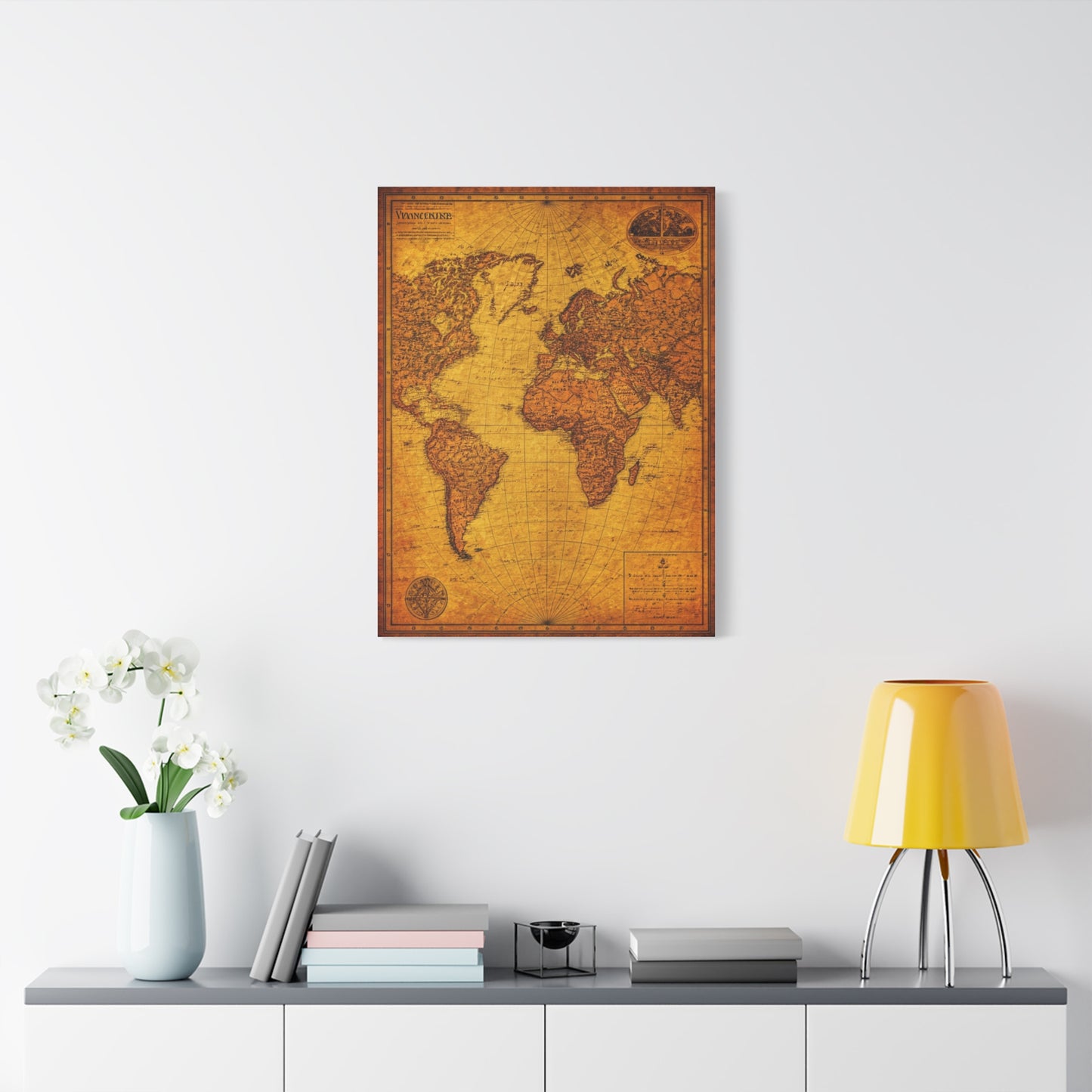 Classic Sepia World Atlas Wall Art & Canvas Prints