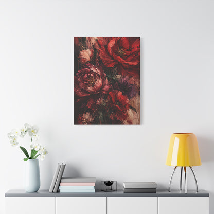 Red Floral Expressionist Painting Wall Art & Canvas Print