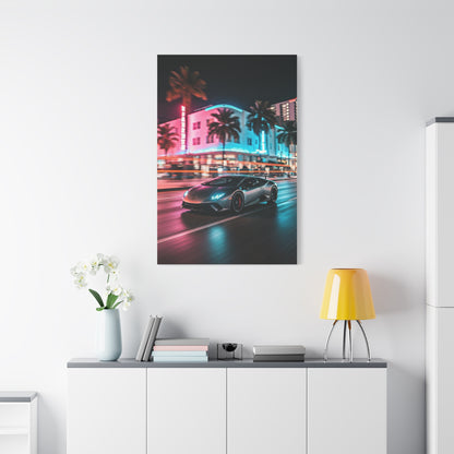 Lamborghini Huracán Neon Miami Nights Wall Art & Canvas Prints