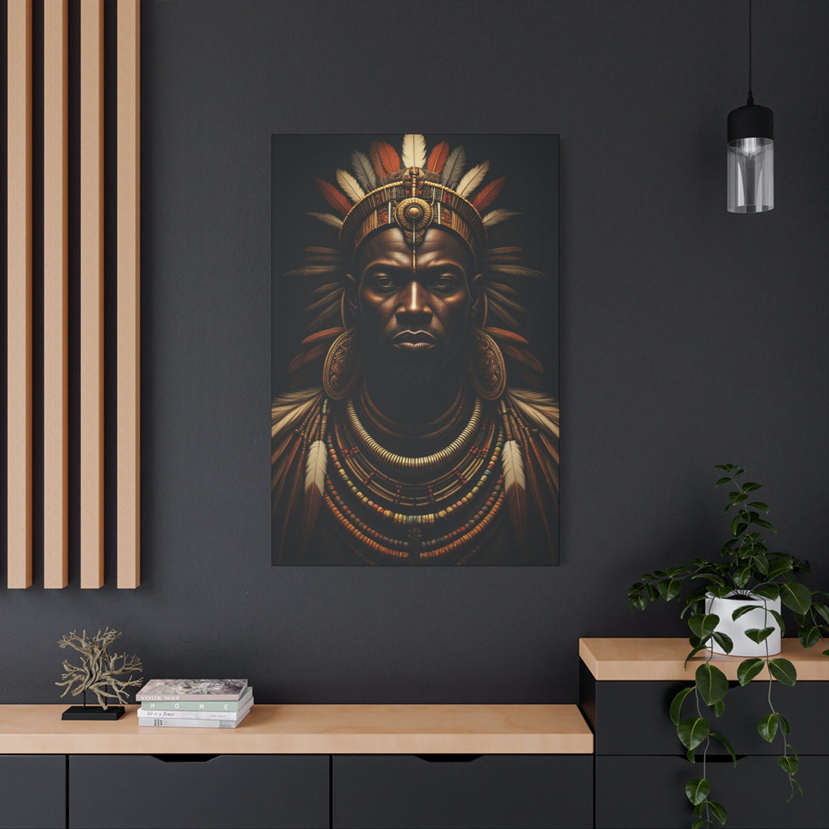 Crowned Tribal King Portrait Wall Art & Canvas Prints