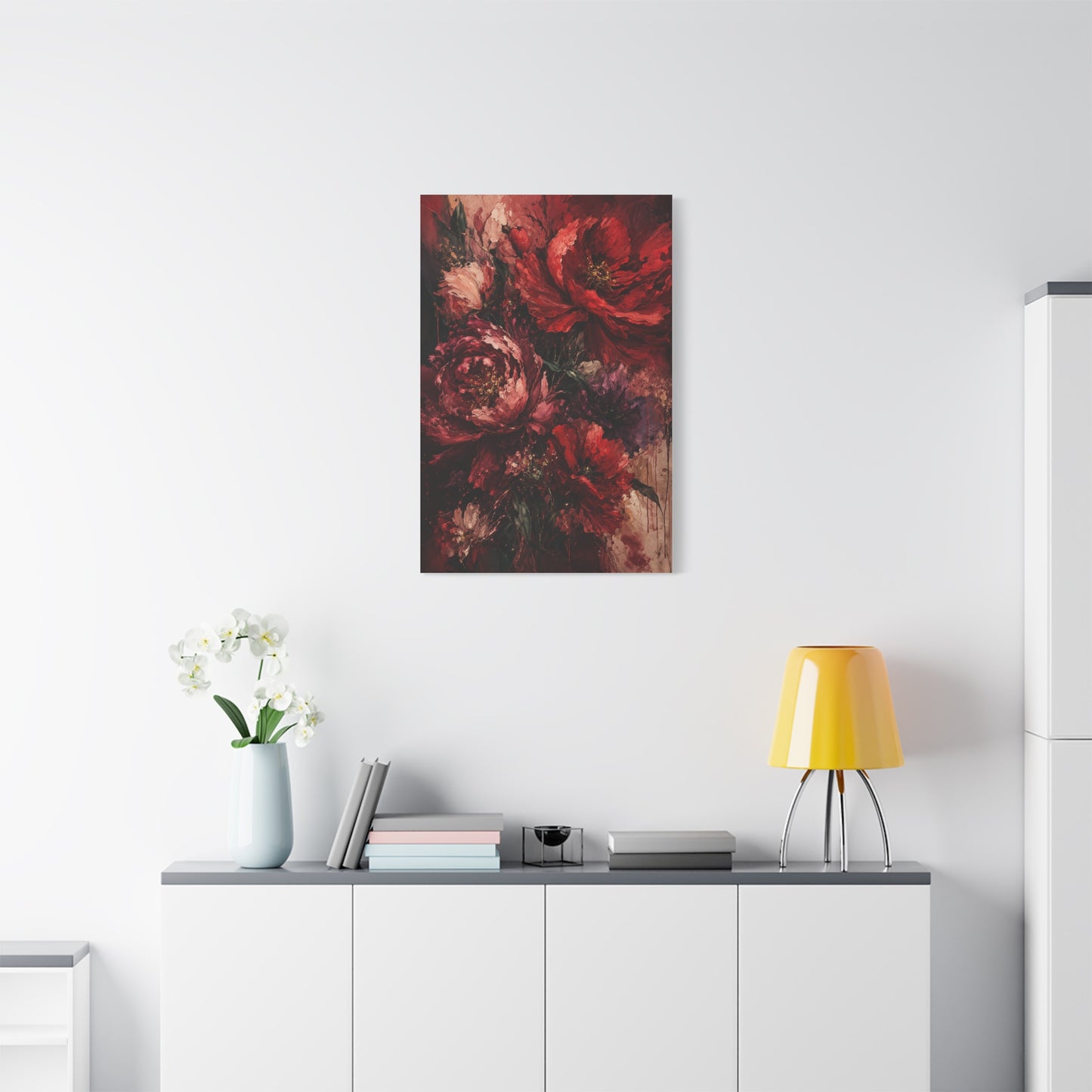 Red Floral Expressionist Painting Wall Art & Canvas Print