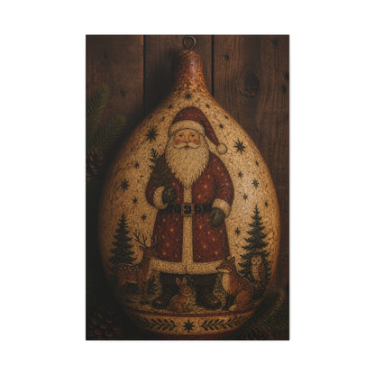 Folk Art Santa Gourd Plaque Wall Art & Canvas Print