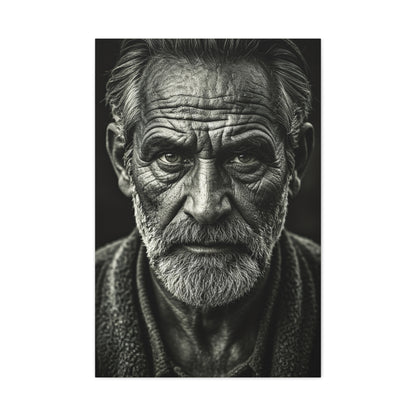 Lines of Time Black & White Elder Portrait Wall Art & Canvas Prints