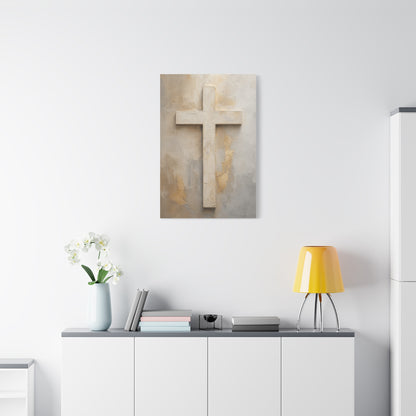Minimal Ivory Christian Cross Wall Art & Canvas Print