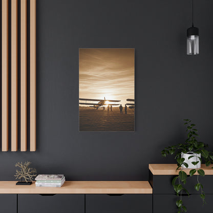 Vintage Airfield Sunset Silhouette Wall Art & Canvas Prints