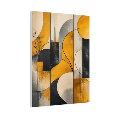 Abstract Panel Flow Mustard & Neutral Composition Wall Art & Canvas Print