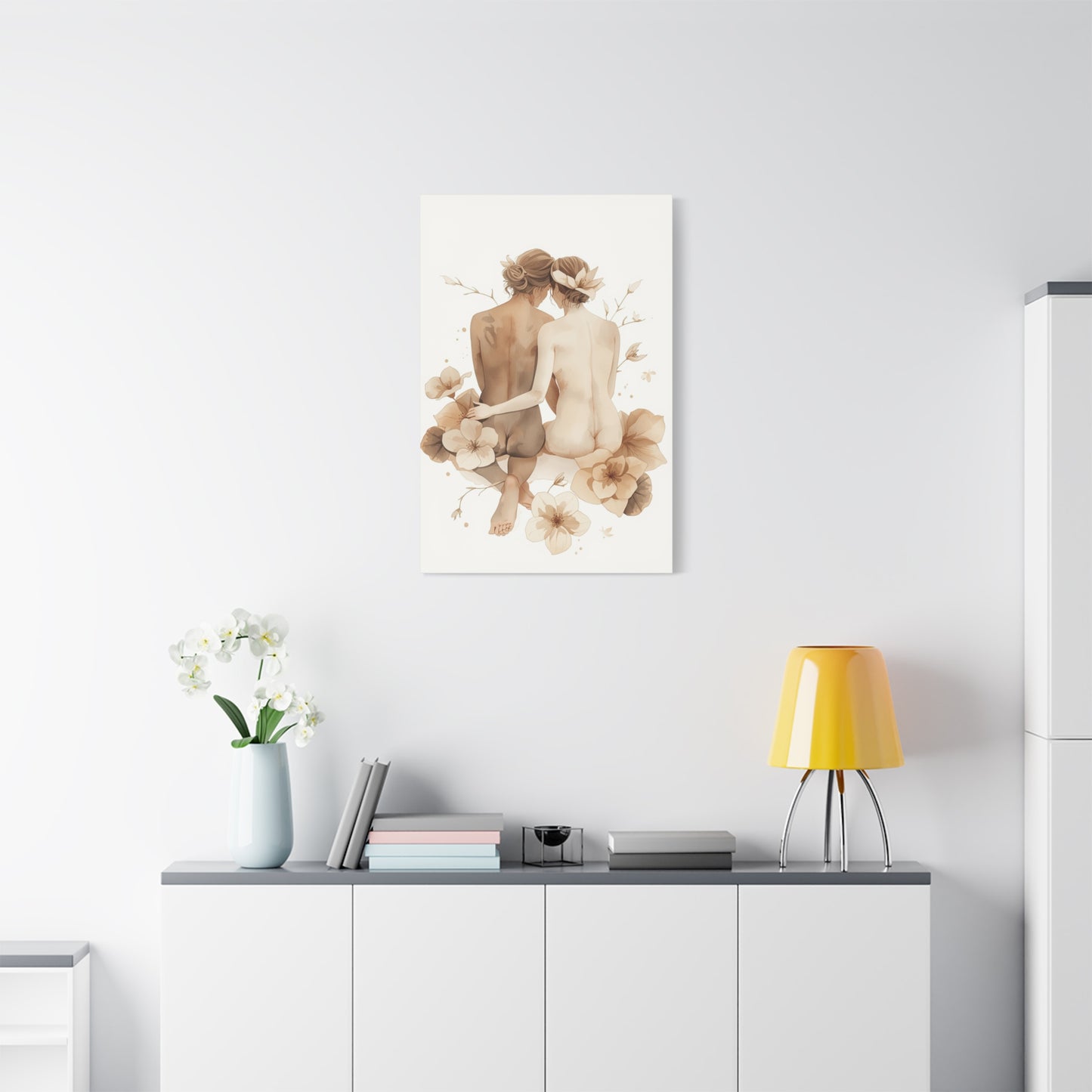 Minimal Dual Figure Botanical Composition Wall Art & Canvas Print