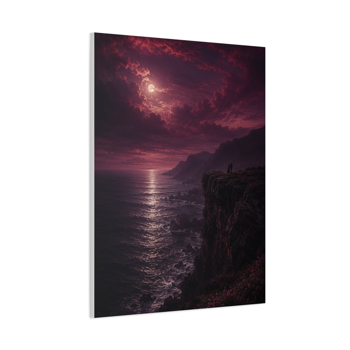 Moonlit Cliffside Love Landscape Wall Art & Canvas Print