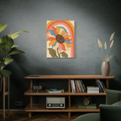 Retro Rainbow Sunflower Wall Art & Canvas Print