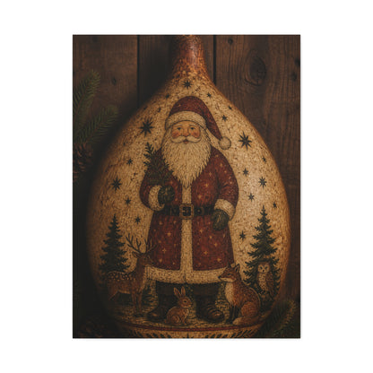 Folk Art Santa Gourd Plaque Wall Art & Canvas Print