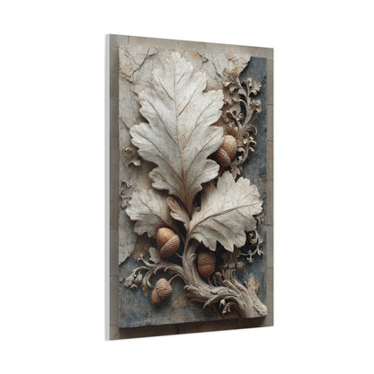 Autumn Oak Leaf Bas-Relief Wall Art & Canvas Print
