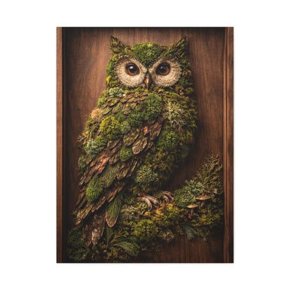 Biophilic Moss Owl Shadowbox Wall Art & Canvas Print