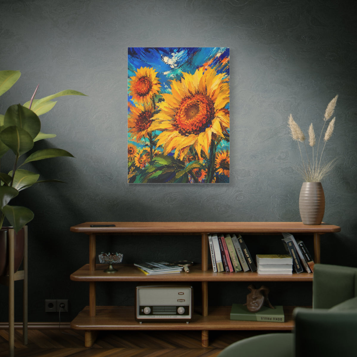 Contemporary Impressionist Sunflower Painting Wall Art & Canvas Print