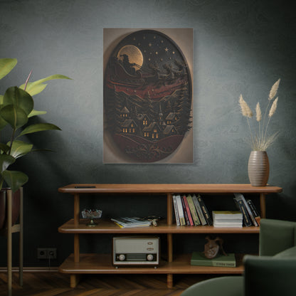 Layered Metal Santa Sleigh Village Wall Art & Canvas Print
