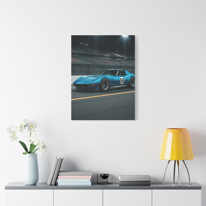 1970 Chevrolet Corvette C3 Pit Lane Under Lights Wall Art & Canvas Prints
