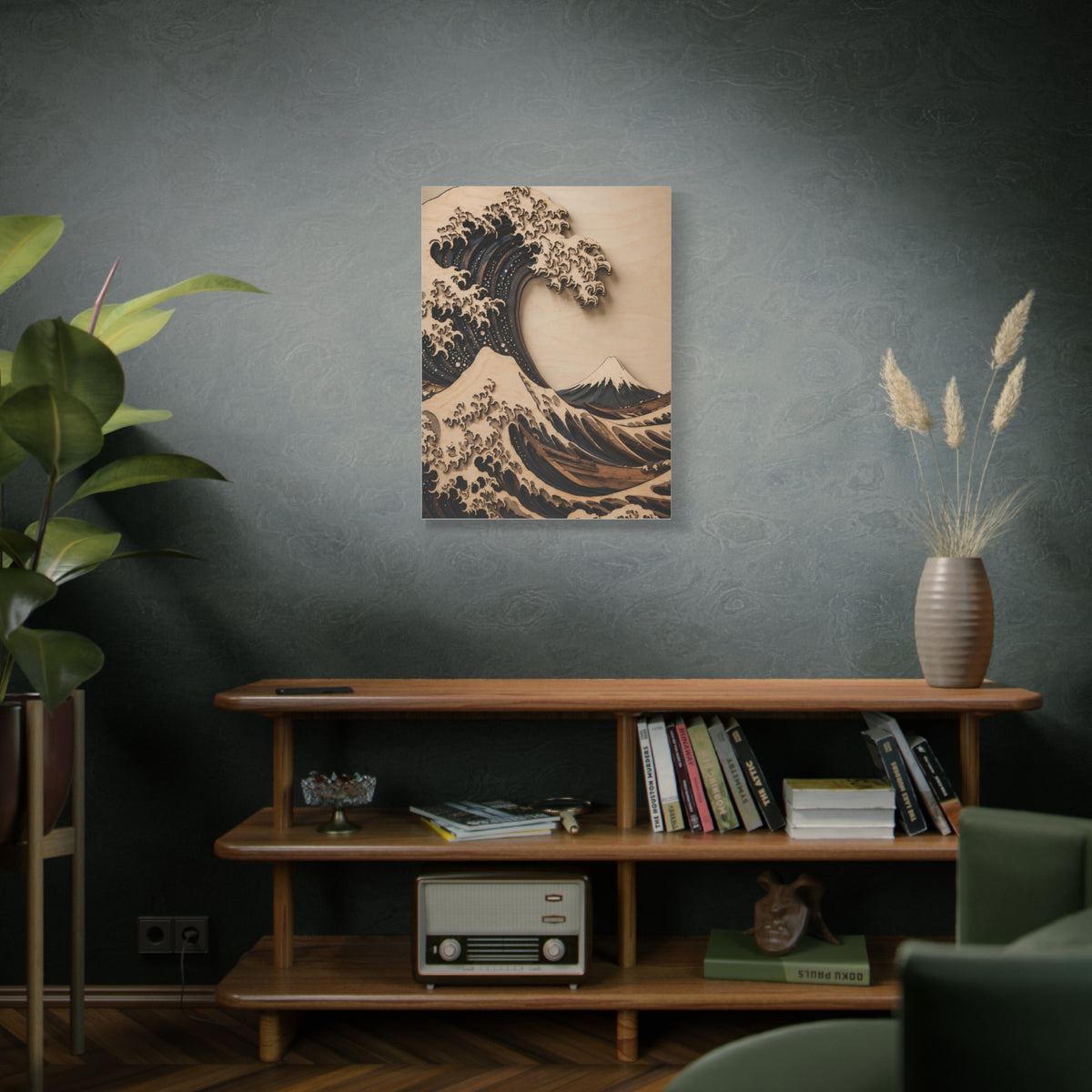 Layered Wood Great Wave Relief Wall Art & Canvas Print