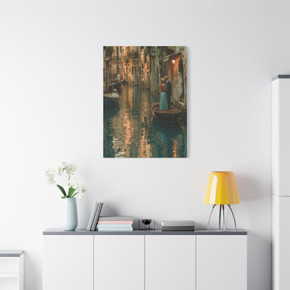 Venetian Canal Romance Couple Wall Art & Canvas Print