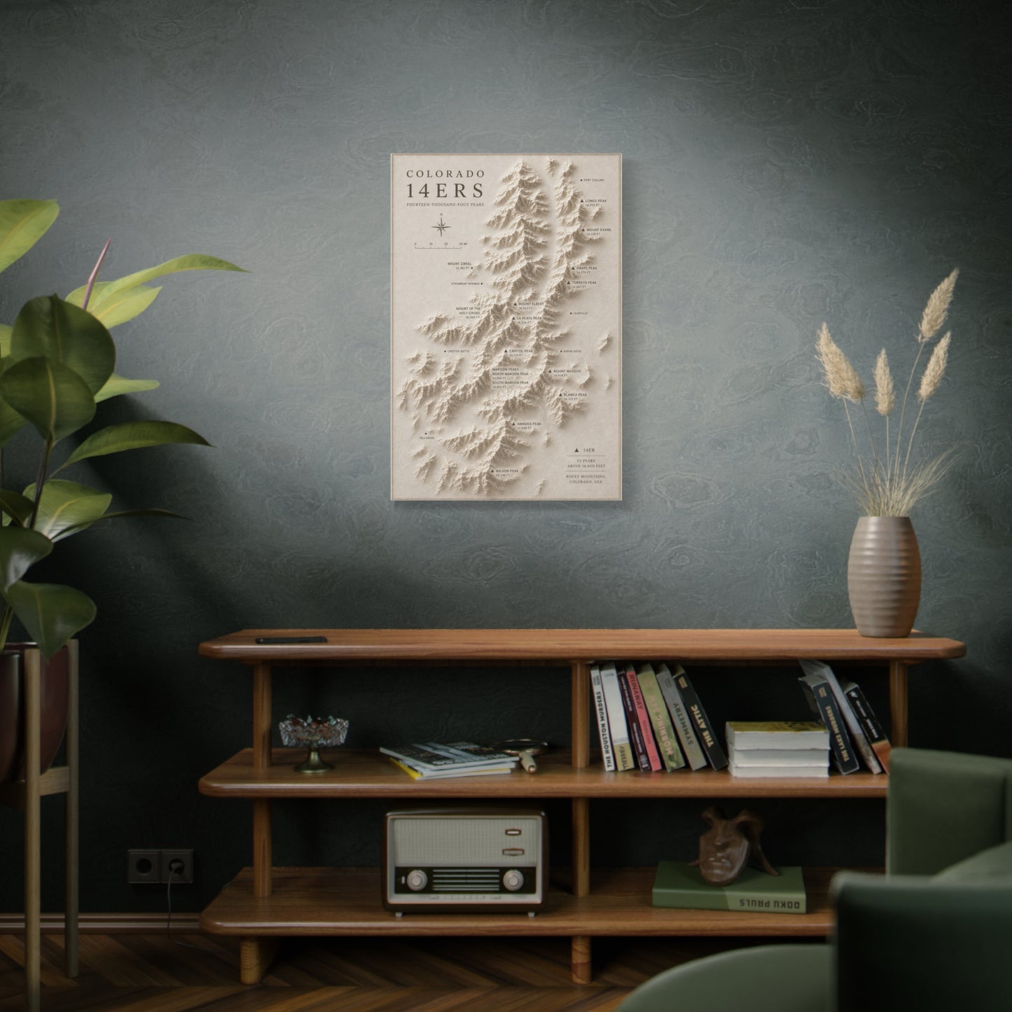 Colorado 14ers Relief Map Wall Art & Canvas Print