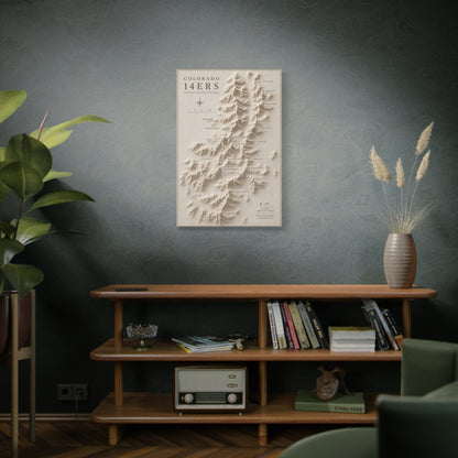 Colorado 14ers Relief Map Wall Art & Canvas Print
